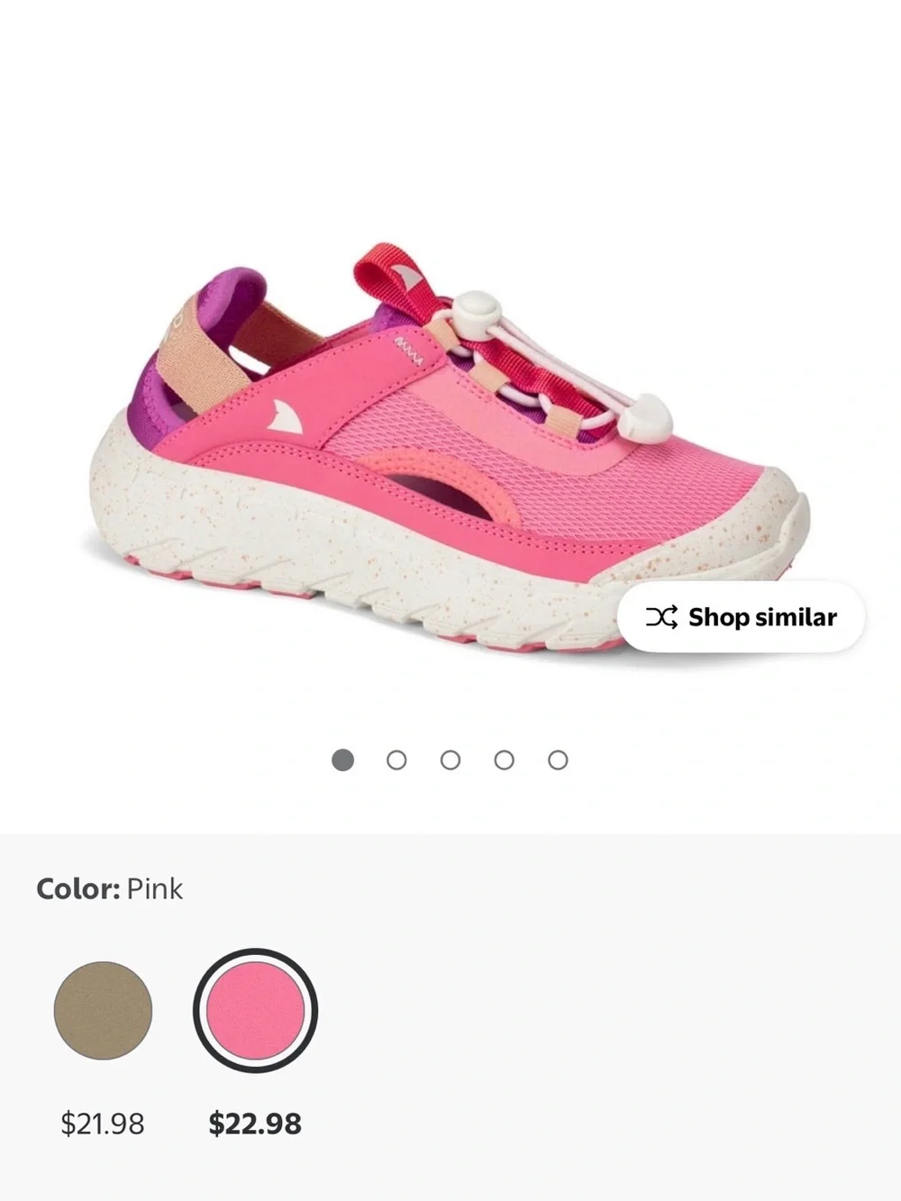 Children's Pink Water Shoe with Easy Bungee Fit